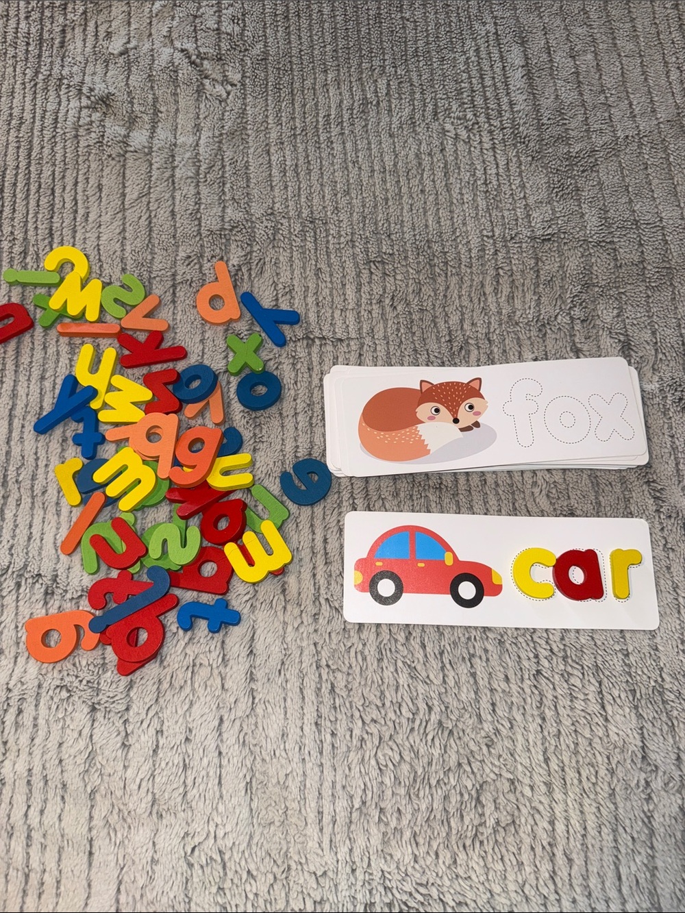 Early Learning Wood Letter Set with Picture Word Cards - Multicolor